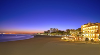 Benicassim beach sunset in Castellon of Spain also Benicasim at Mediterranean
