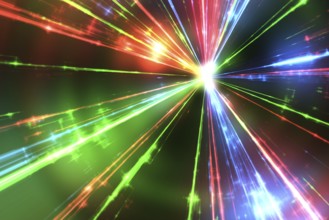 Illustration of some red green and blue laser rays