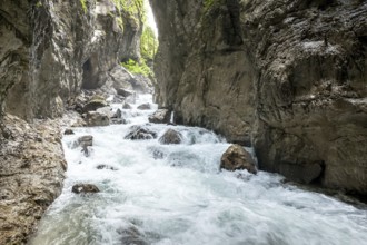 A panoramic image of the Partnachklamm in Bavaria Germany