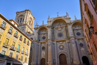 Granada Cathedral facade in Spain Andalusia at Pasiegas square