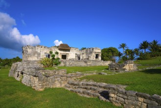 Tulum Mayan city ruins in Riviera Maya at the Caribbean of Mayan Mexico