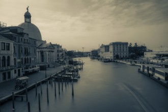 Santa Lucia railway station and San Simeone Piccolo church on the Grand Canal, Venice, Veneto,
