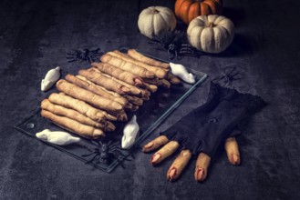 Halloween biscuit finger and cake coffin