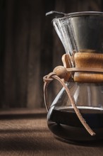 Alternative Method To Make Delicious Flavoured Coffee. Glass Coffee Dripper. Hot Fresh Brewed
