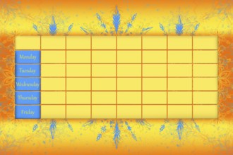 School Timetable Schedule With Colorfull Background 3D illustration