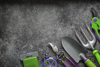 Agricultural Tools Set On Dark Background