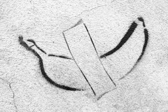 Banana graffiti on concrete wall. Backround with copy space