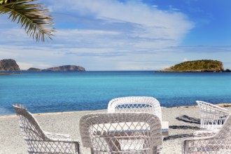 Ibiza Patja des Canar beach with turquoise water in Balearic islands