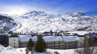 Formigal ski area skyline in Huesca Pyrenees of Spain