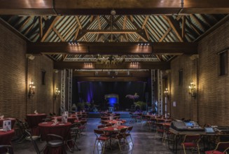 Belgium, 02 16 2019: Interior of the main event room of the old Karreveld farm with decorated