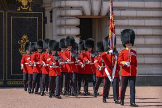Ceremony of Changing the Guard on the forecourt of Buckingham Palace, London, United Kingdom,