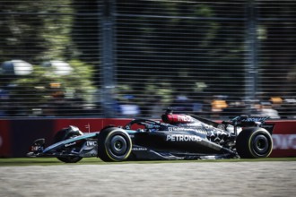 MELBOURNE, AUSTRALIA, MARCH 22: George Russell of Great Britain drives the Mercedes AMG Petronas F1