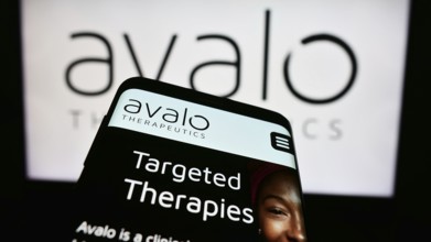 Stuttgart, Germany, 04-28-2024: Smartphone with webpage of US biotechnology company Avalo