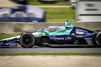 MARCUS ERICSSON (28) of Kumla, Sweden practices for the XPEL Grand Prix at Road America in Elkhart