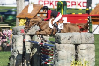 Calgary, Canada, Sept., 7, 2024. Jana Wargers of Germany, riding Dorette Old compete in the BMO