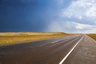 Before a big storm on the prairie in Wyoming in USA