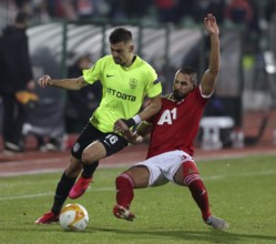 Sofia, Bulgaria - 22 October, 2020: Georgi Yomov (R) of PFC CSKA-Sofia in action against Mateo