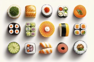 Realistic Sushi roll detailed ilustration. Japanese cuisine, traditional food.