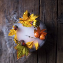 Autumn leaves in the mist