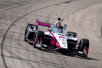 DAVID MALUKAS (66) of Chicago, Illinois practices for the Hy-Vee Homefront 250 at Iowa Speedway in