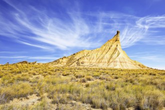 The rock of Castildetierra. Bardenas Reales, the Spanish province of Navarre. Rock formations are