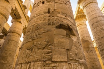 Sunlight over great columns of Karnak Temple in Luxor, Egypt, Africa