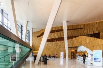 Oslo, Norway, August 11, 2019: Opera house in Oslo. Interior view. Modern building designed by