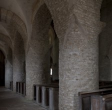 Chapaize, priory church of St-Martin, built at the beginning of the 11th century, north aisle to
