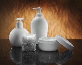 White care set on black and brown background