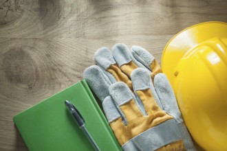 Note-book pen protective gloves building helmet