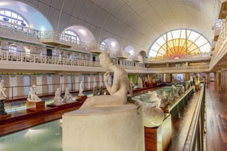 ROUBAIX, FRANCE, JUNE 14, 2024 : interiors Art Deco decors and sculptures of the olympic swimming