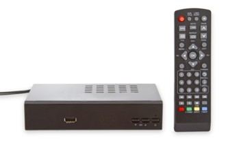 Receiver with remote control on a white background