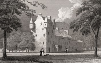 Meggernie Castle, Perth and Kinross, 19th century, from Modern Athens by Th. H. Shepherd