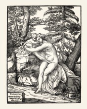 Venus and Amor, 1566, by Niccolo Boldrini after Tizian, facsimile of the 19th century