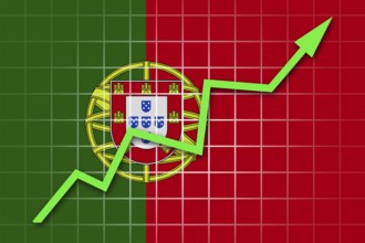 The Portuguese flag and arrow graph going up