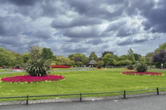 Flowerbed in st Stephen's Green in Dublin, Ireland, Europe