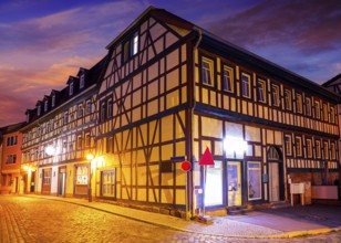 Nordhausen city facades at sunset in Thuringia Germany