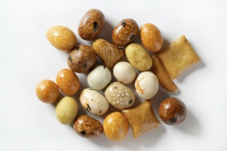 Varied Japan color snack apetizer studio shot