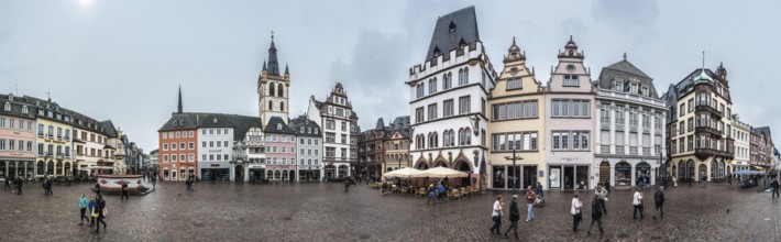 Trier, Rhineland-Palatinate, Germany, 04 15 2019, 180 degrees extra large panoramic view over the
