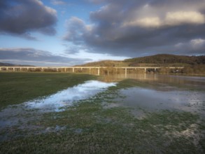 Motorway and flooding in the Fulda valley