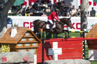 Calgary, Canada, Sept., 7, 2024. Jorne Sprehe of Germany, riding Toys competes in the BMO Nations
