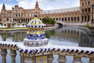 Seville Sevilla Plaza de Espana ceramic balustrade Andalusia Spain square