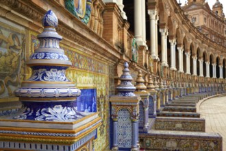 Seville Sevilla Plaza de Espana provincial bench Andalusia Spain square