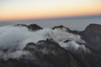 Aerial moutain view at the trail to Toubkal, the highest mountain in North Africa