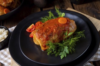 Roast cabbage rolls with rice and minced meat according to grandma's recipe