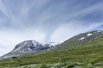 Beautiful mountain landscape in the Strynefjell in Norway in summertime. Beautiful mountain