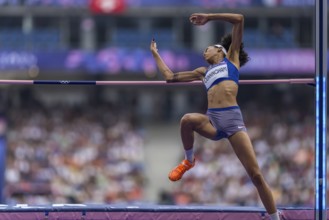 VASHTI CUNNINGHAM USA of the United States, competes in the Women's High Jump at the Stade de