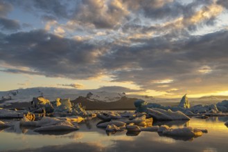 Evening at Jökulsarlon, south coast, Iceland, Europe