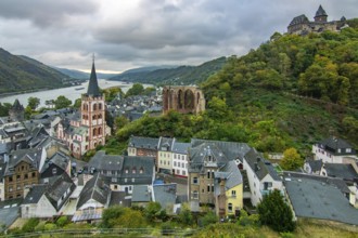 Half-timbered houses in a small village. Morning in the wine-growing region on the Rhine,