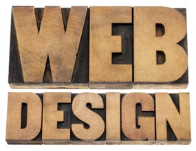 Web design - isolated text in letterpress wood type printing blocks
